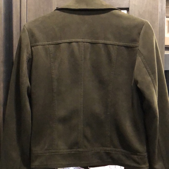 Philosophy Olive Green Faux Leather Zipper Jacket Size XS - Picture 5 of 7